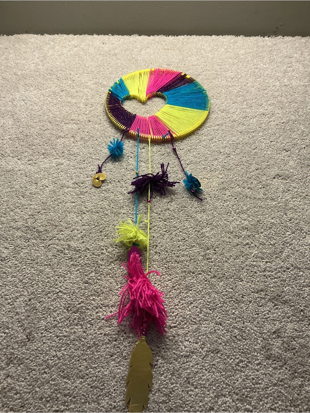 Neon Heart Dreamcatcher Wall Hanging for Kids - Pink, Yellow, Blue, Purple